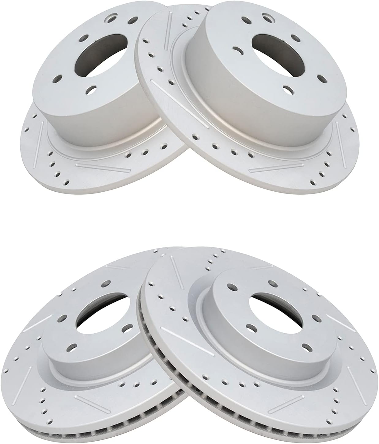 TRQ Performance Front and Rear Brake Rotor Set G Coated Drilled and Slotted Compatible with 2007-2024 Nissan Altima