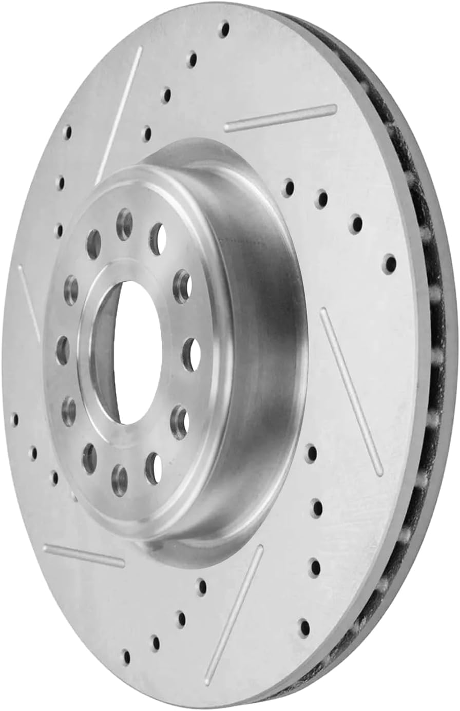 Detroit Axle - Front Brake Rotors for 2019 2020 2021 2022 2023 2024 2025 Ram 1500 Drilled and Slotted Disc Brake Rotors Replacement : 14.88' inch Brakes Rotors