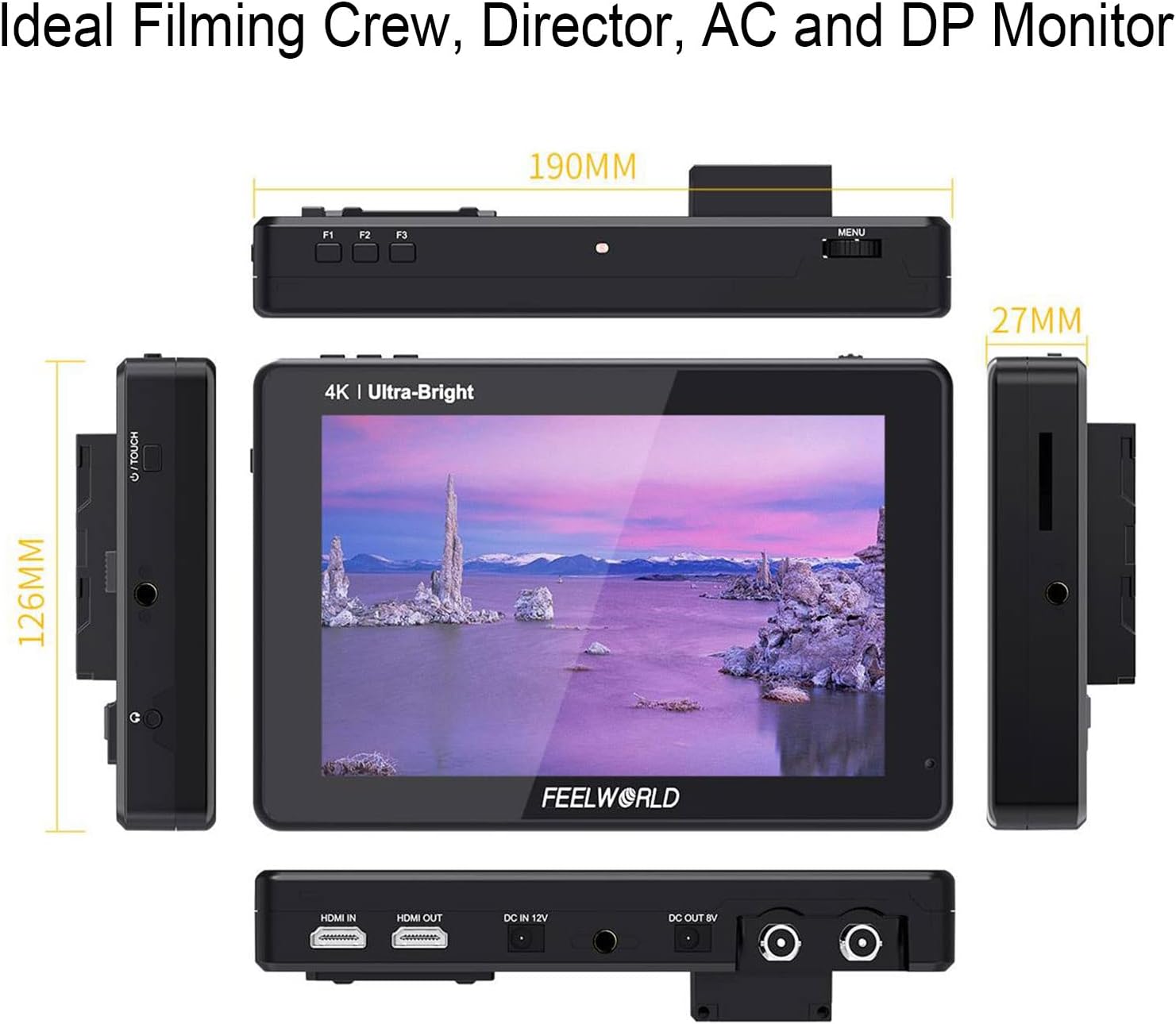 FEELWORLD LUT7S PRO 7 Inch 2200nits DSLR Camera Field Monitor 3D LUT Touch Screen 4K HDMI 3G-SDI Input Output 1920X1200 IPS Panel