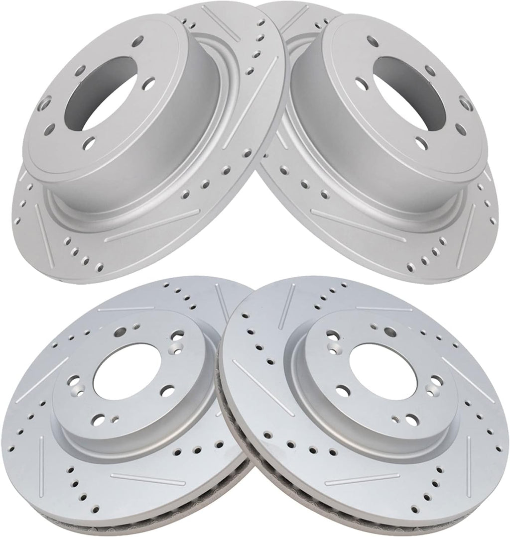 TRQ Front & Rear Brake Performance Rotor Kit Compatible with Chrysler Dodge Jeep Mitsubishi