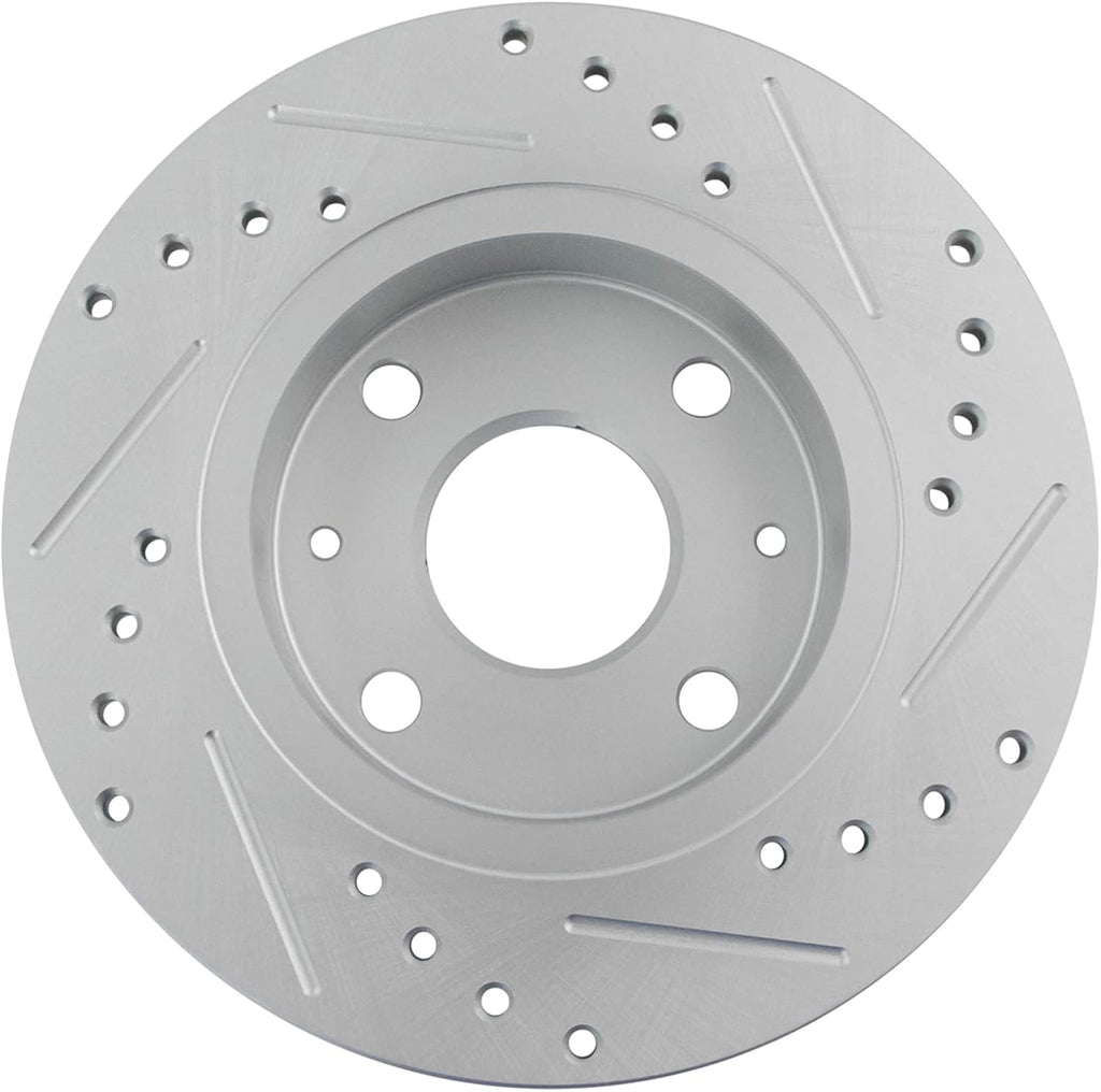 TRQ Performance Front and Rear Brake Rotor Set G Coated Drilled and Slotted Compatible with 1990-1993 Mazda Miata