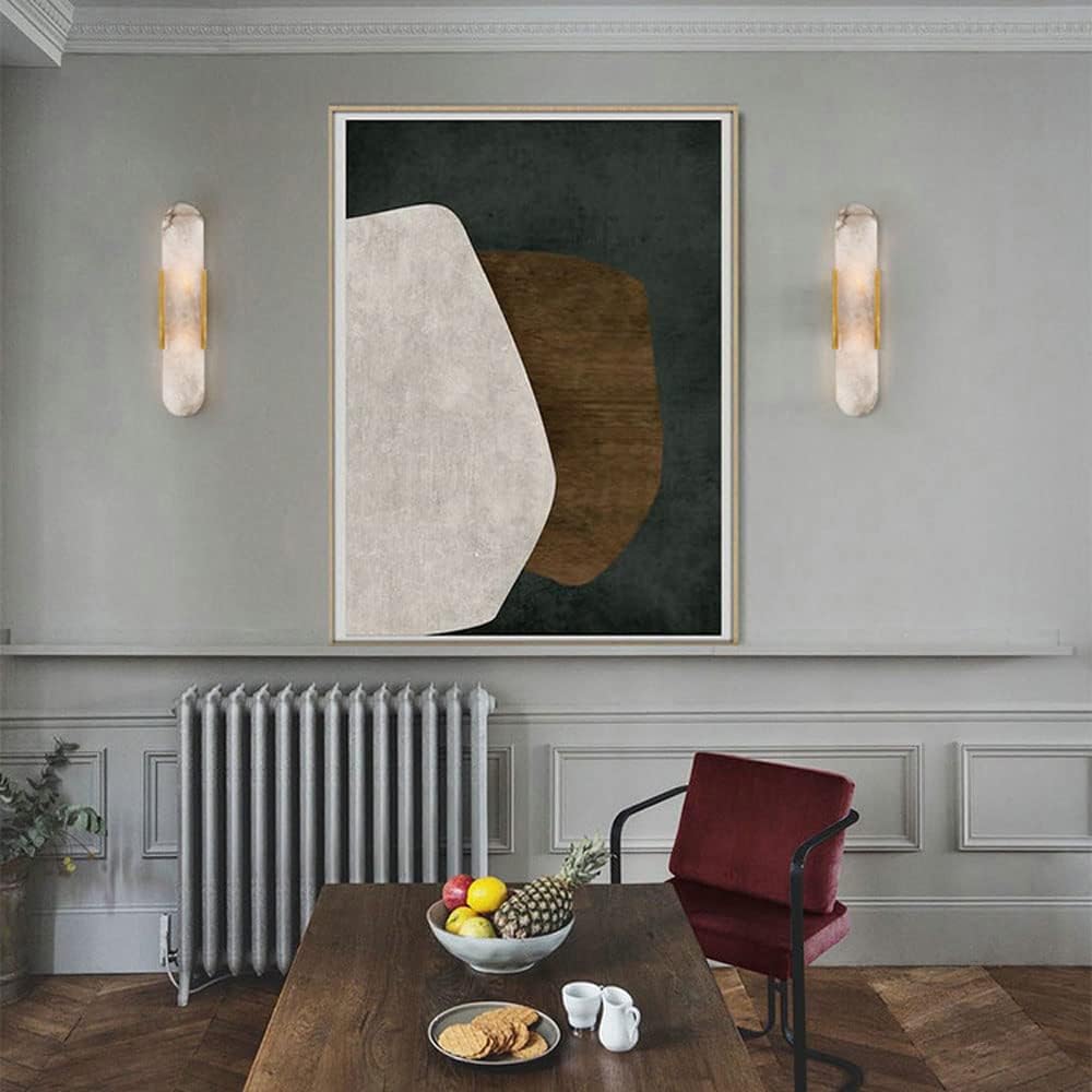 Modern Home Decoration White Marble Wall Sconce White Alabaster Sleek Unique Wall Light Bathroom Vanity Light Fixture Long Bedroom Wall Lamp Modern Lighting for Living Room Hallway