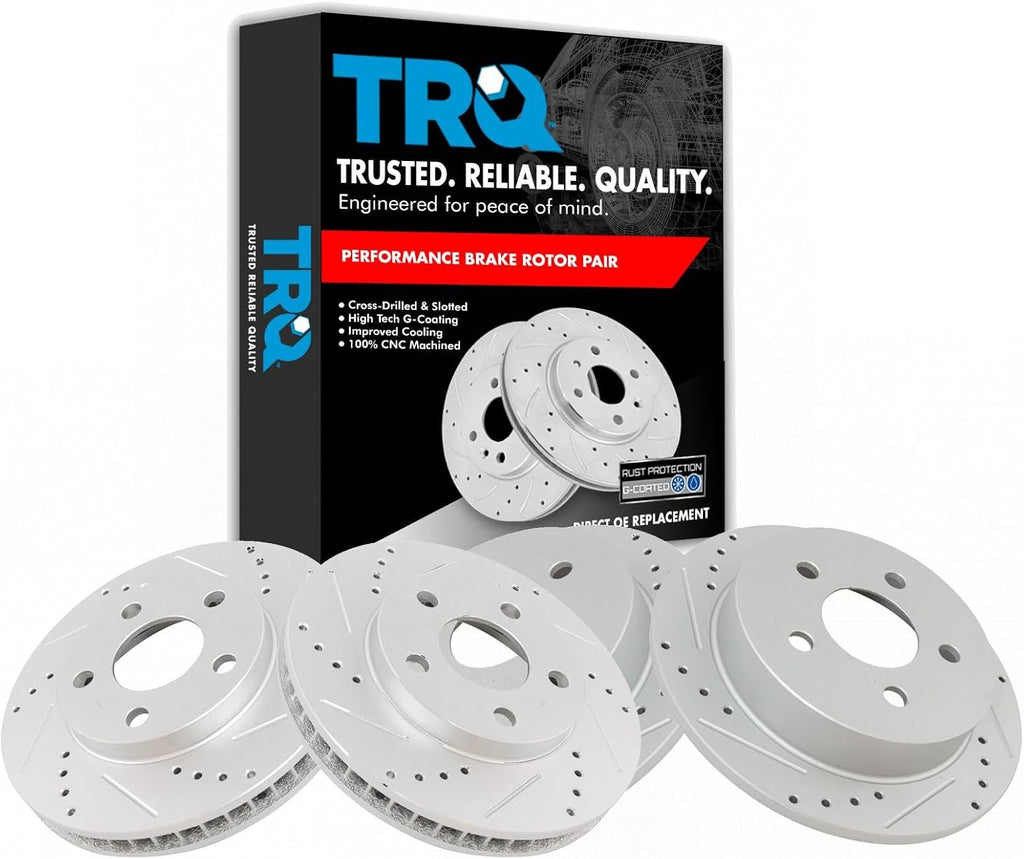 TRQ Brake Performance Rotor Front & Rear Kit of 4 Compatible with Buick Chevy Olds Pontiac