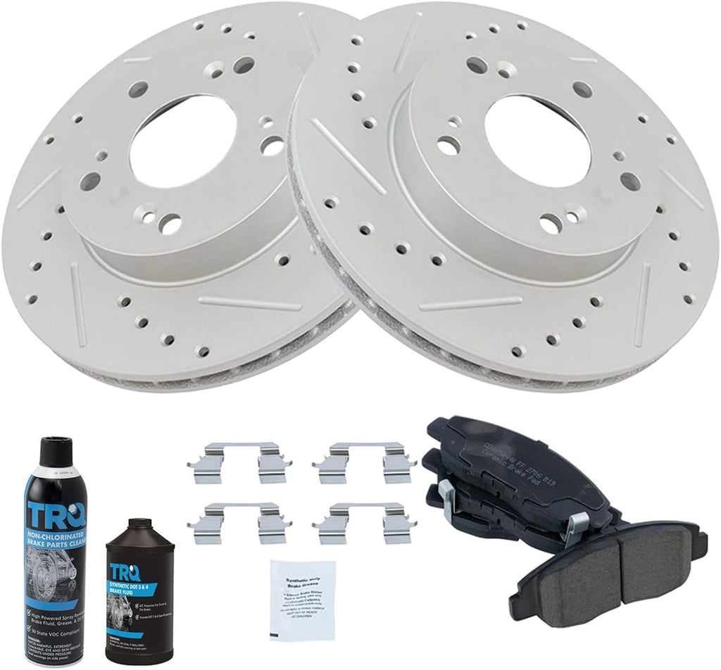 Front Performance Brake Pad & Rotor Kit, with Chemical Kit Ceramic Premium G-Coated Compatible with 2006-2011 Honda Civic