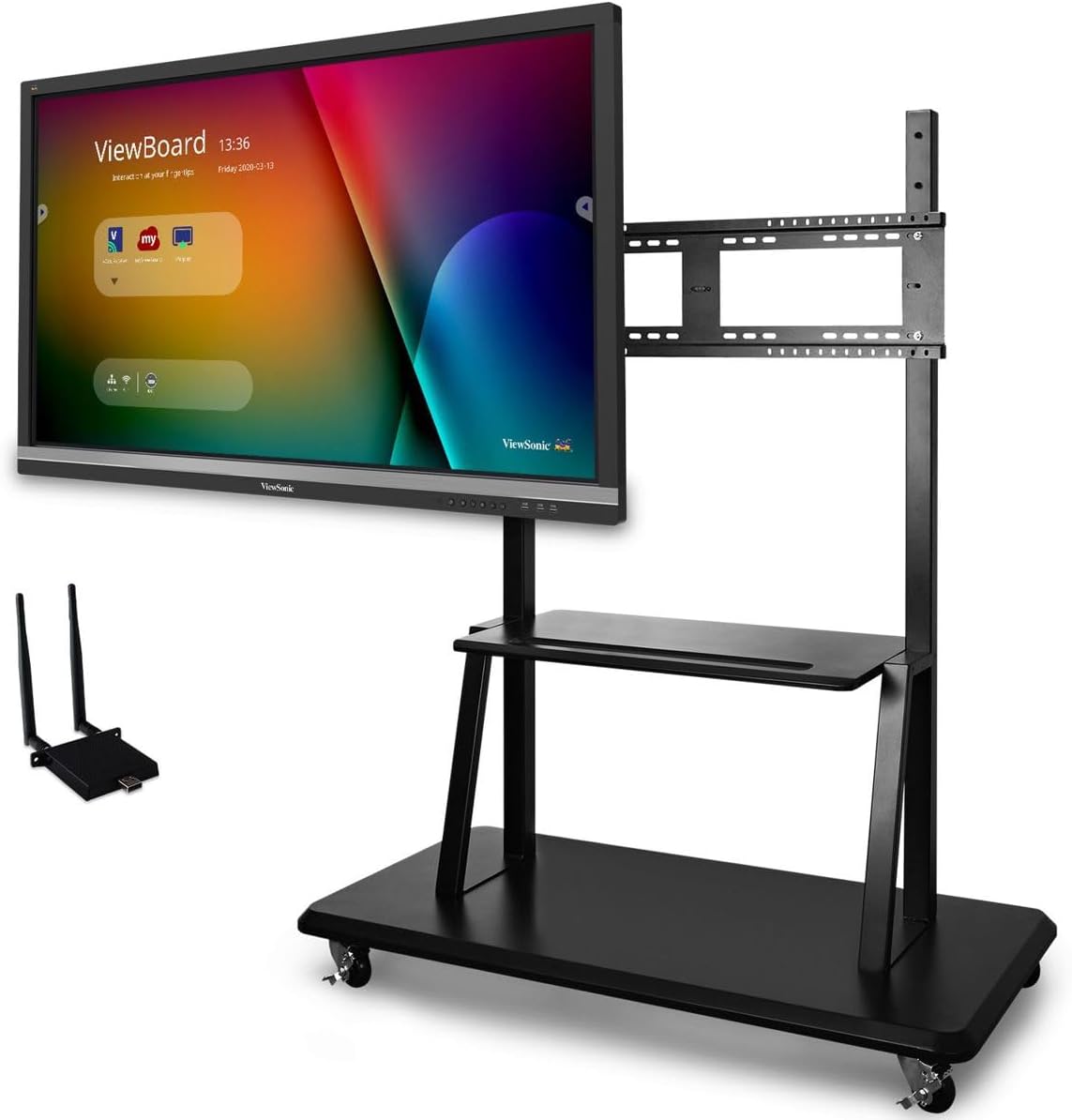 ViewSonic 55' 4K Touch Enabled ViewBoard Smart Display with WiFi Adapter and Mobile Trolley Cart