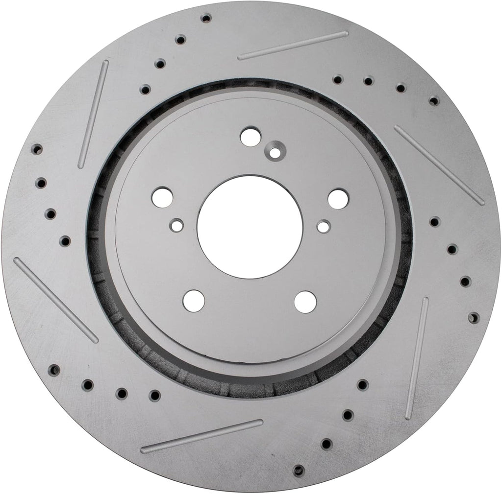 TRQ Performance Front and Rear Brake Rotor Set G Coated Drilled and Slotted Compatible with 2014-2016 Acura MDX