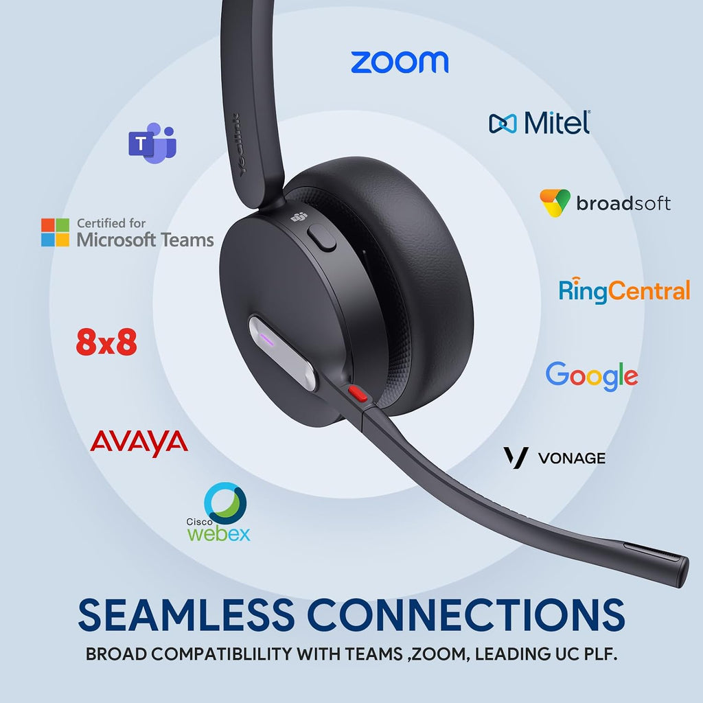 Yealink WH64 Hybrid Wireless Headset with Mic for Work, Mono Headset with Charge Stand, Bluetooth & DECT Dongle for PC/Computer/IP Phone/Cell Phones, Teams, Zoom, 492 ft Range, 26H Talk Time
