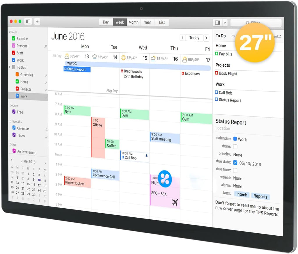 Large Touchscreen Monitor Digital Electronic Calendar, Downloadable APP,10-Point Touch,16:9 Display, Android 13 with 8GB RAM & 128GB ROM,Perfect for Office, Business, and Home (27 inch)