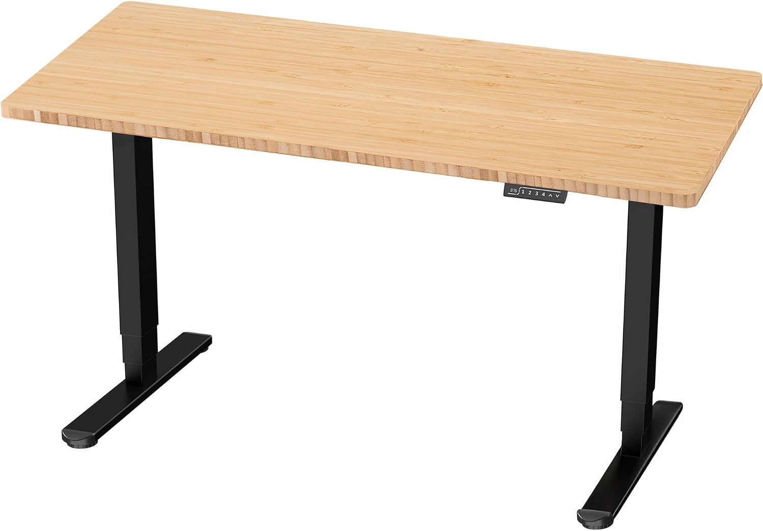 VIVO Electric 60 x 24 in Dual Motor Sit Stand Desk, Memory Height Adjustment, 2B Series, Bamboo Top Black Frame, DESK-KIT-2B6O