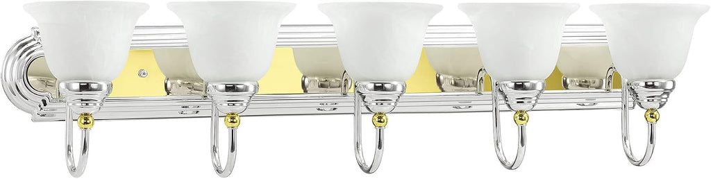 Livex Lighting 1005-52 Belmont 5-Light Bath Light, Chrome and Polished Brass