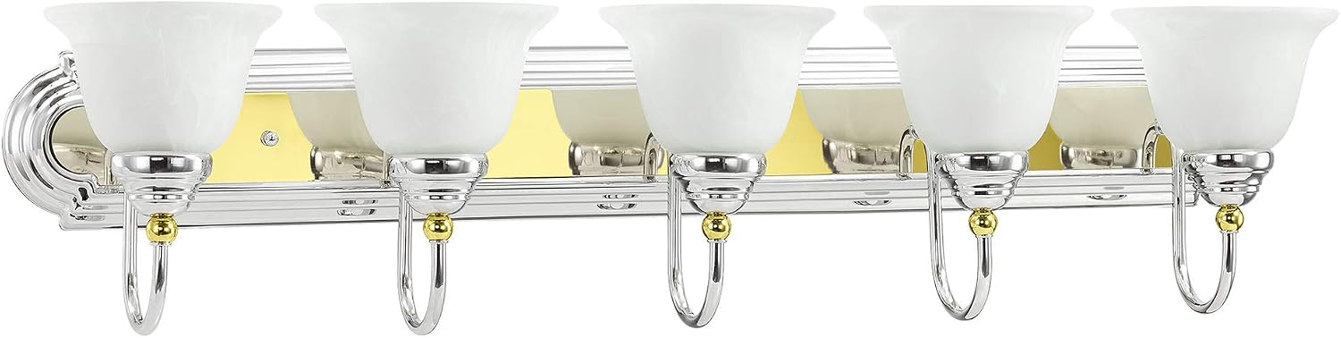 Livex Lighting 1005-52 Belmont 5-Light Bath Light, Chrome and Polished Brass