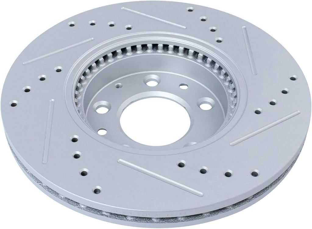 TRQ Performance Front and Rear Brake Rotor Set G Coated Drilled Slotted Vented Solid Compatible with 06-12 Ford Fusion 2006 Lincoln Zephyr 07-12 Lincoln MKZ 06-13 Mazda 6 06-11 Mercury Milan