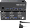 2HDMI + Displayport KVM Switch 3 Monitors 2 Computers 8K@60Hz 4K@144Hz,Triple Monitor KVM Switch for 2 Computers Share 3 Monitor(with AU Plug)