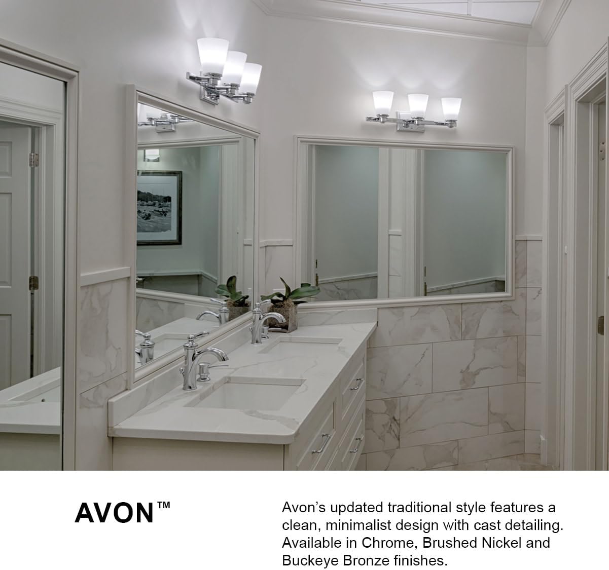 Hinkley Avon Collection Contemporary Modern Six Light Bathroom Vanity Fixture, Chrome with Clear Glass