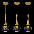 LED Pendant Light Kitchen Island Jellyfish Crystal Pendant Lights Dimmable Gold Modern Hanging Light for Bedroom Bathroom Living Room 3000K Warm White, 3 Pack