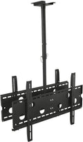 Mount-It! Dual TV Ceiling Mount – Commercial Back-to-Back Ceiling TV Bracket for 37–75' Screens, 360° Swivel, 20° Tilt, VESA 800x450, 175 lb/Side, Height Adjustable, Locking Bar, Heavy-Duty Steel
