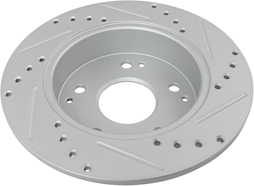 TRQ Performance Front and Rear Brake Rotor Set G Coated Drilled and Slotted Vented Solid Compatible with 2002-2006 Acura RSX