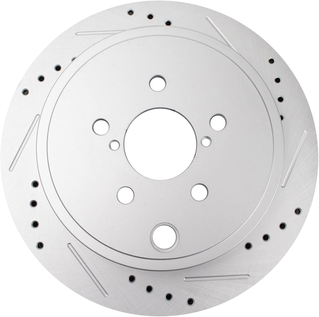 TRQ Performance Front and Rear Brake Rotor Set G Coated Drilled and Slotted Compatible with 2013-2016 Scion FR-S 2013-2023 Subaru BRZ 2017-2020 Toyota 86