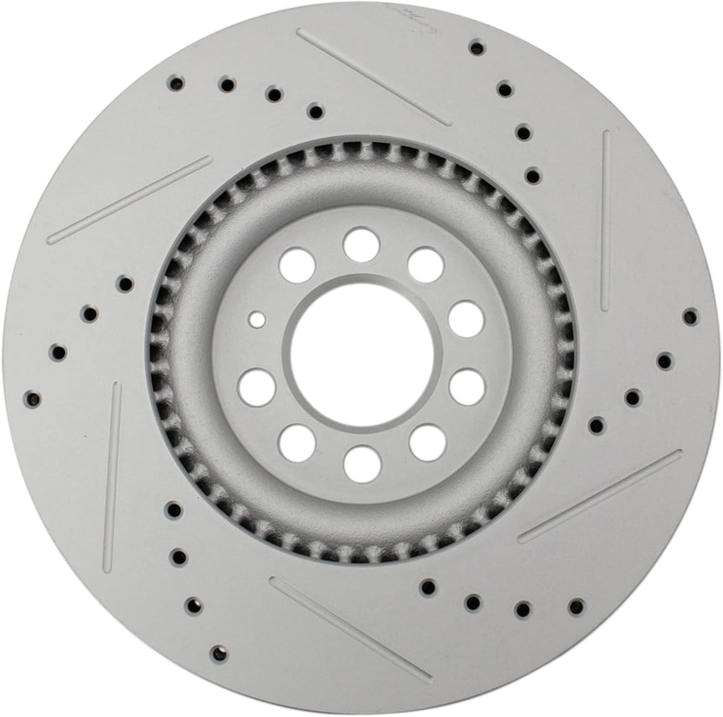 TRQ Performance Front Rear Brake Rotor Set Drilled Slotted G Coated Compatible with 2000-2006 Audi TT Quattro 2003 Volkswagen Golf 2004 Volkswagen Jetta