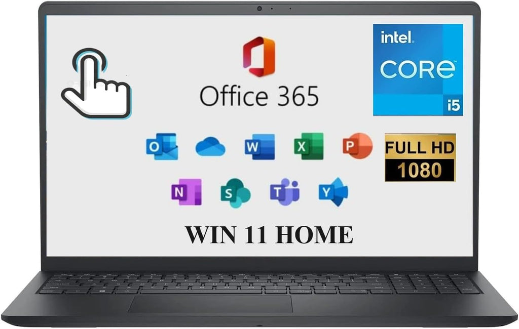 DELL Inspiron 15 3000 3520 Business Laptop Computer 15.6'' FHD Touchscreen,11th Gen Intel 4 Cores i5-1155G7, with Microsoft Office 365,16G,512GB, Numeric Keypad, Wi-Fi, Webcam, HDMI, Black