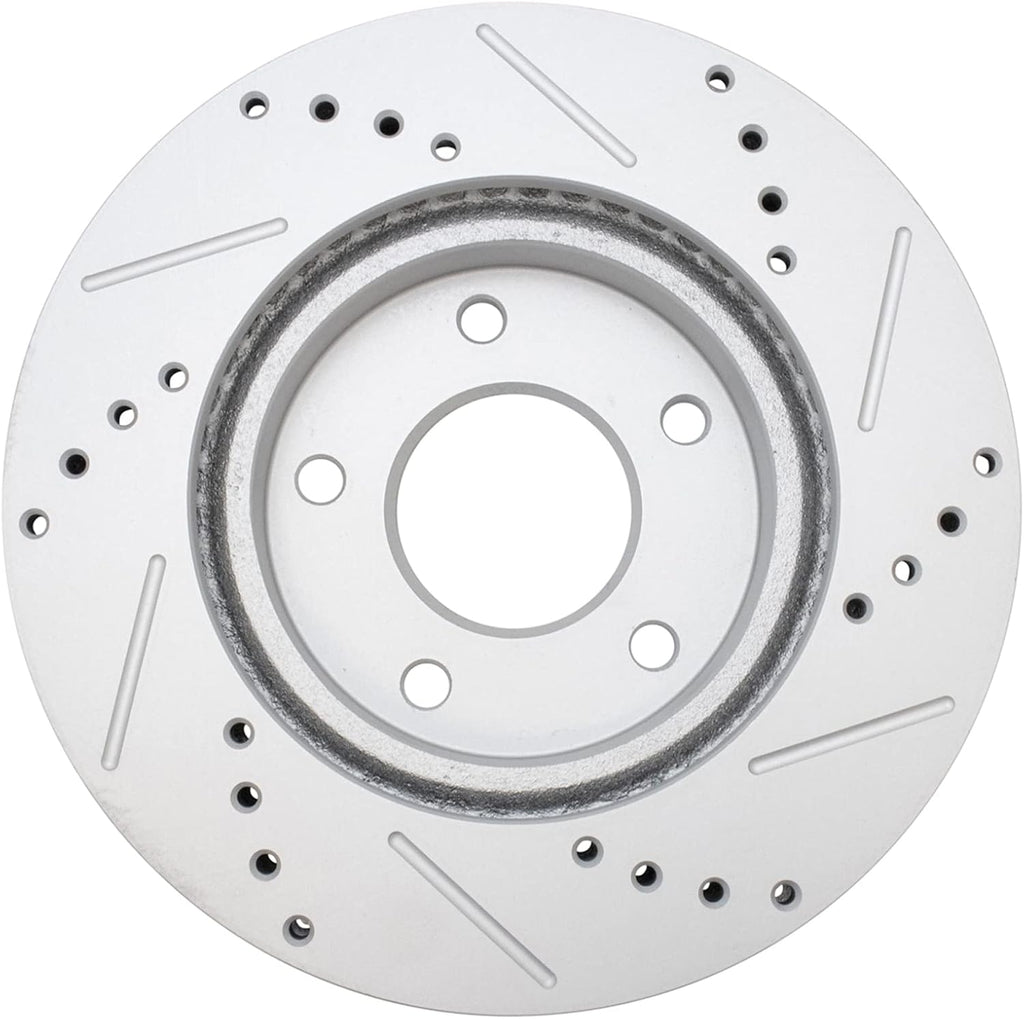 TRQ Performance Front and Rear Brake Rotor Set G Coated Drilled and Slotted Compatible with 2004-2012 Mitsubishi Galant
