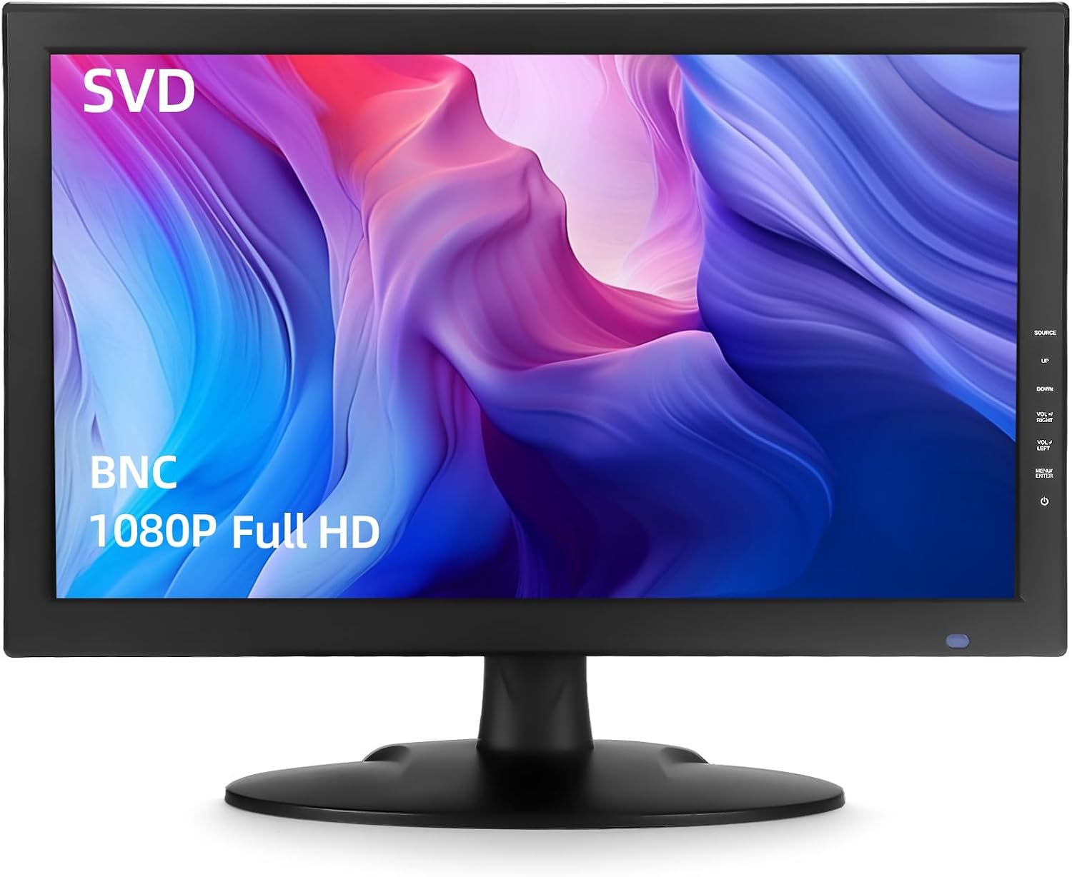 SVD 18.5 Inch Security Monitor – Supports 4K Input, 1366x768 HD LED Display, Ultra Thin CCTV Monitor with HDMI/VGA/BNC/USB, Professional Surveillance Screen for DVR, Home, Office