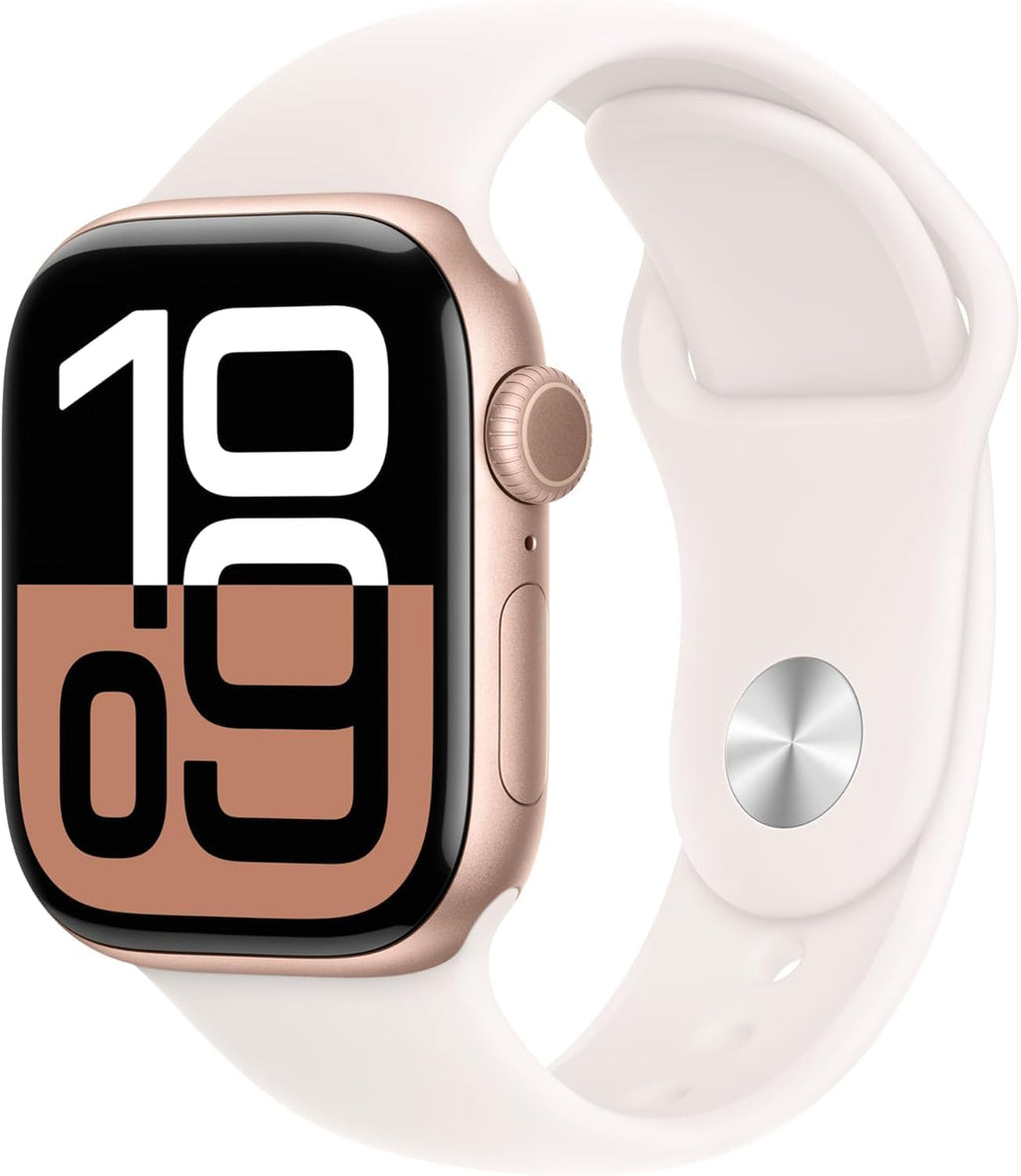 Apple Watch Series 10 [GPS, 42mm] - Rose Gold Aluminum Case with Light Blush Sport Band, M/L (Renewed)