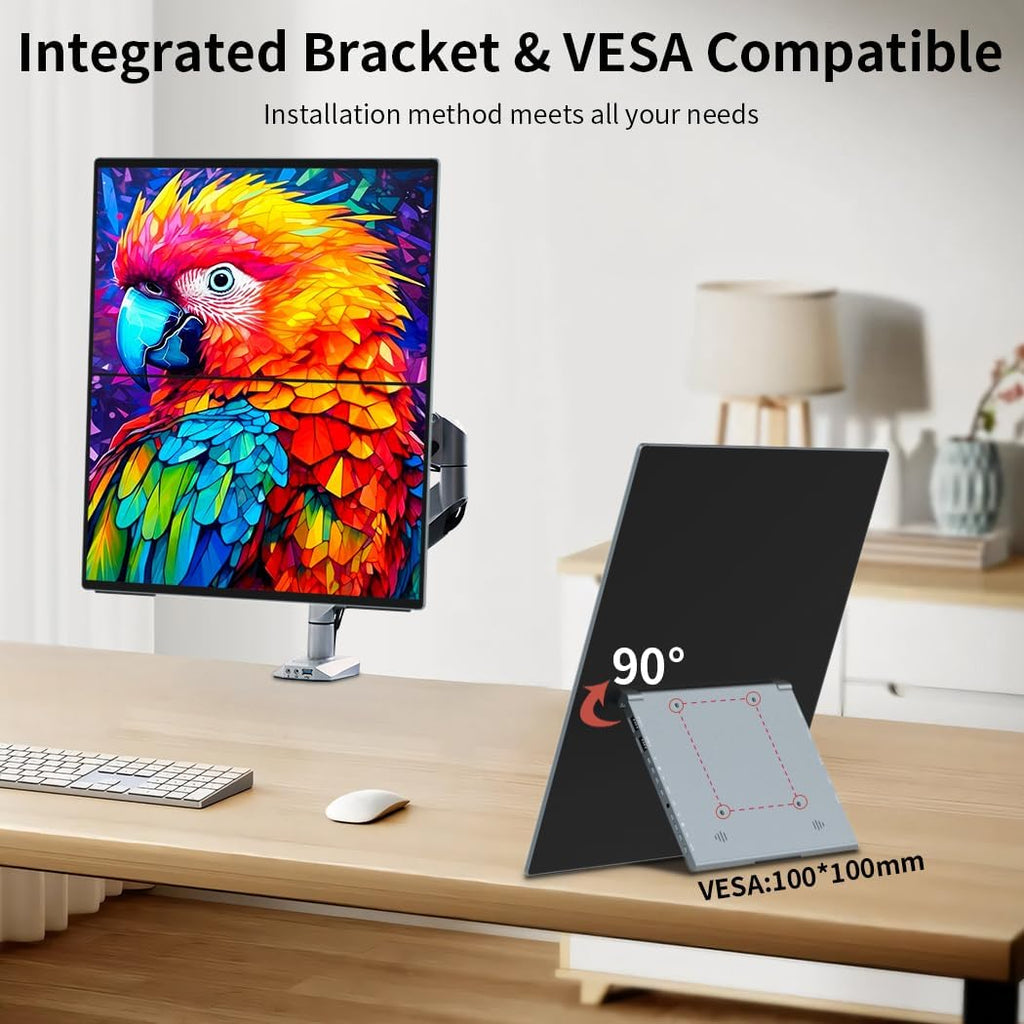 Dual Monitor 14 Inch 2K OLED,Portable Touch Monitor for Laptop Extender| 2K |100% DCI P3|Plug-Play|Stand- VESA| |Slim-Frameless| Computer Triple Display Laptop PC Windows Mac
