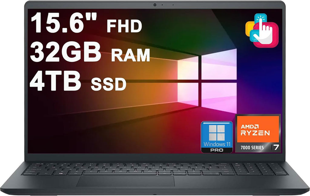 Dell Inspiron 15 3535 Business Laptop 15.6' FHD Anti-Glare Touchscreen AMD 8-core Ryzen 7 7730U (Beats i7-1255u) 32GB RAM 4TB SSD USB-C ExpressCharge Win11Pro