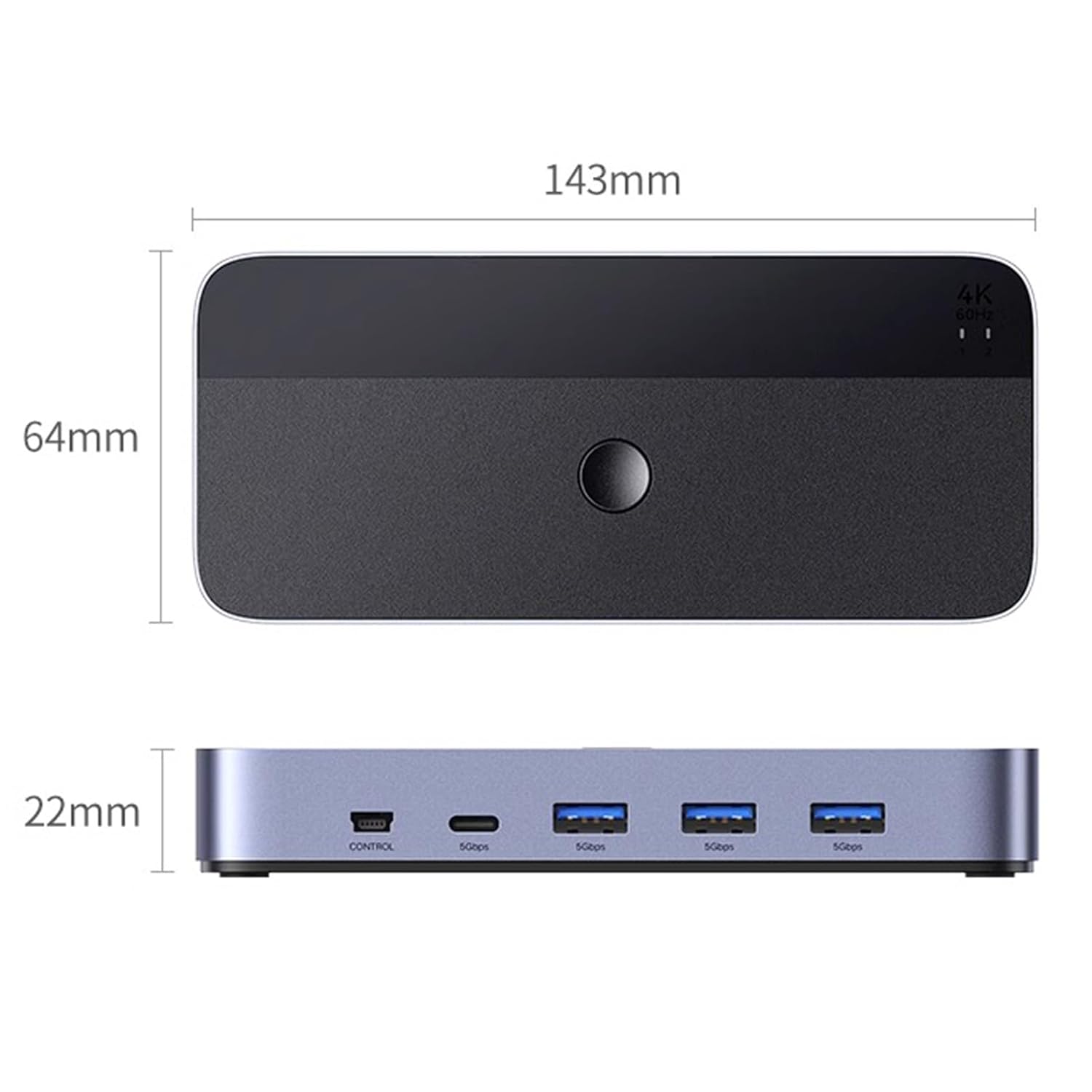 HDMI KVM Switcher, Desktop Controller, 2-in-1-out Computer Monitor Sharing, 3.0 KVM Switches/Monitor, USB Screen Keyboard Mouse Converter, 2 Monitors 2 Computers Support(8K 60Hz)