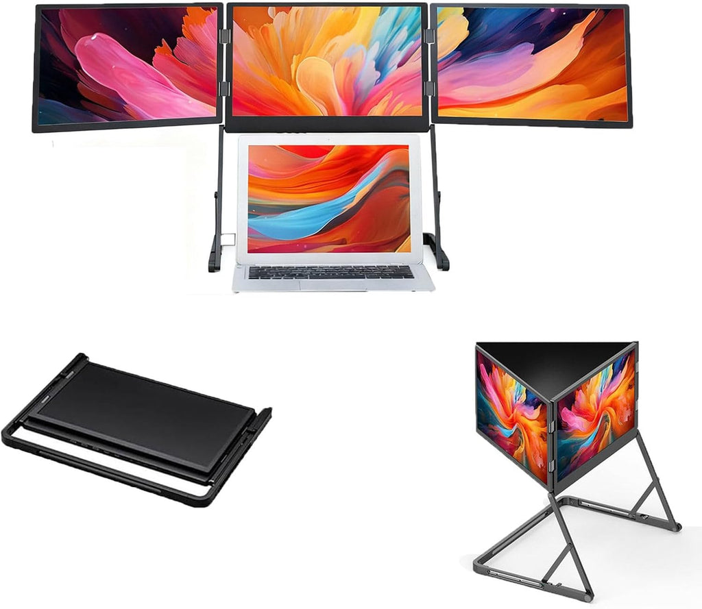 Laptop 3 Screen Extender, Portable 15.6' FHD IPS Monitor, HDMI USB-C Play Multi-Screen Display for Windows/Mac, Productivity Booster Tool