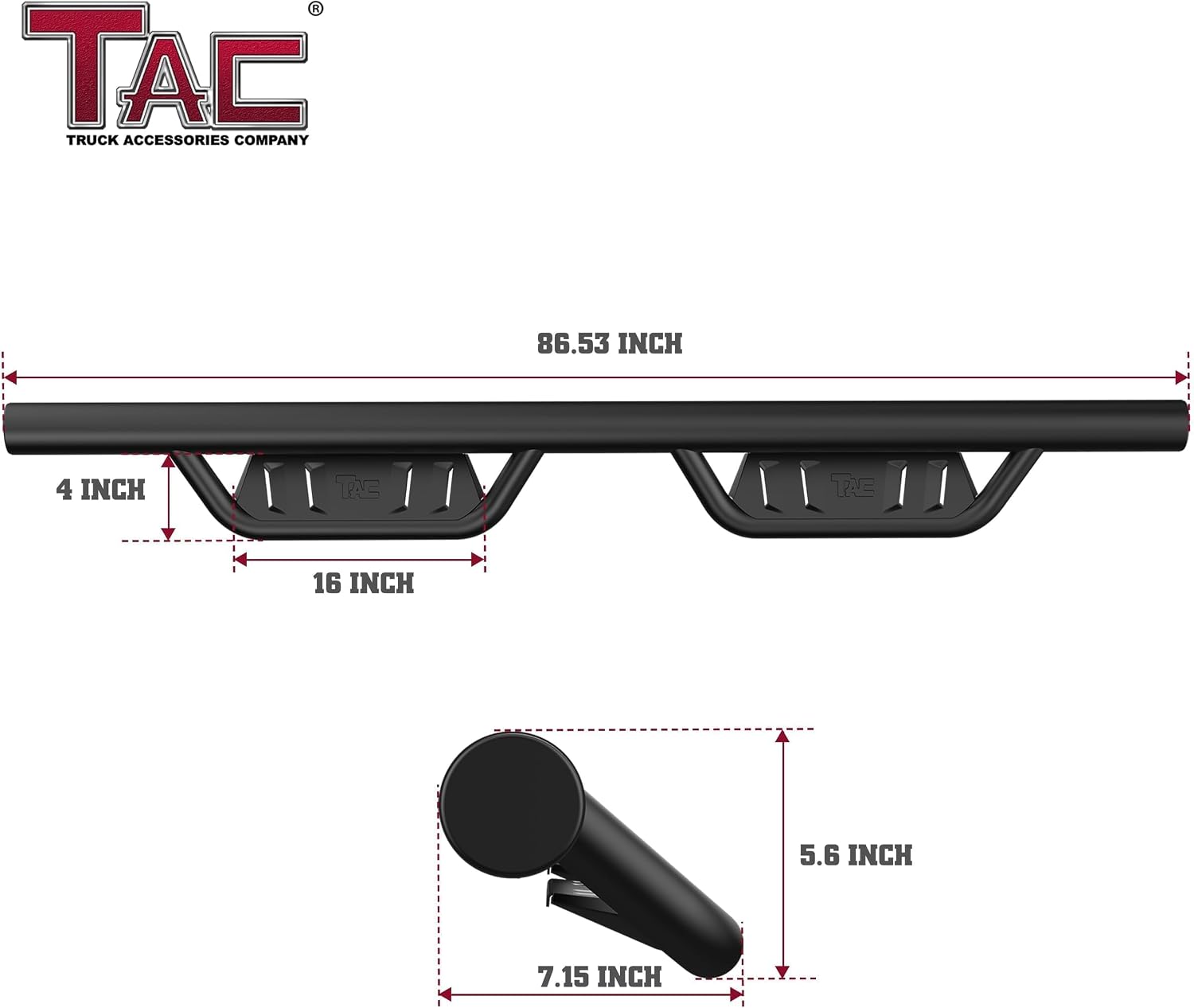 TAC Running Boards Compatible with 2019-2024 Chevy Silverado/GMC Sierra 1500 Crew Cab | 4' Drop Nerf Bars Side Steps | Pickup Truck Off-Road Exterior Accessories 2pcs