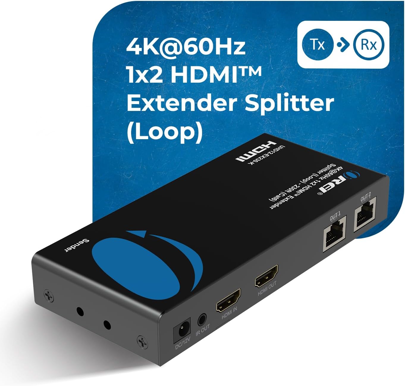 OREI HDMI 1×2 Splitter & Extender Over Ethernet – 4K@60Hz 4:4:4 HDCP 2.2 – Single CAT6/7 Cable up to 230 ft – EDID Management, IR Control, Loop-Out & Low Latency