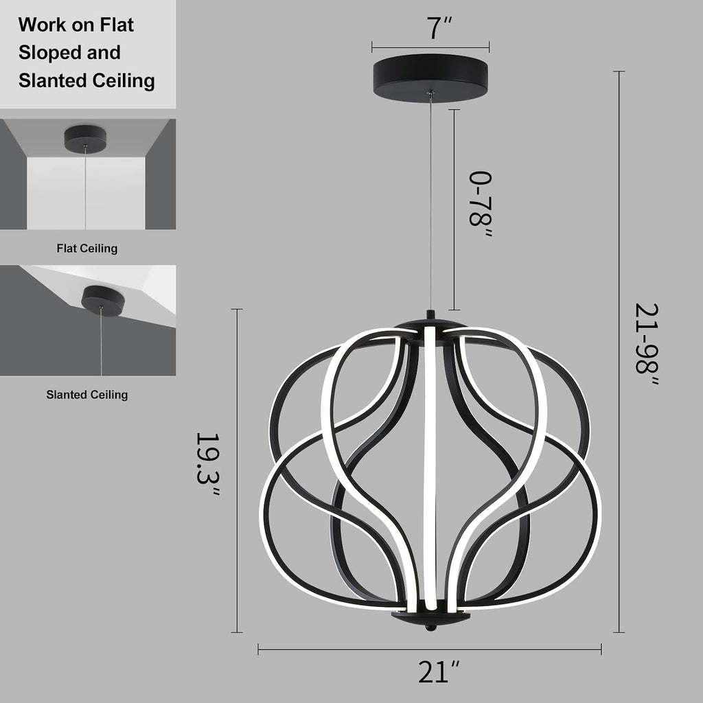 Modern LED Chandelier，Black Adjustable Hanging Chandelier ，Easy to Install, Suitable for Foyer, Dining Room, Living Room, Bedroom