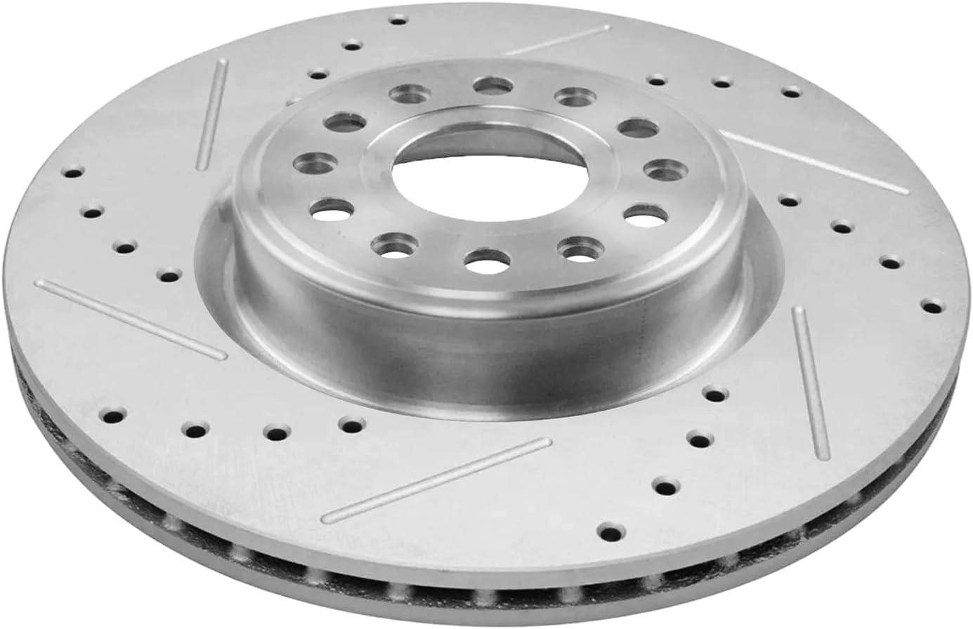 Detroit Axle - Front Brake Rotors for 2019 2020 2021 2022 2023 2024 2025 Ram 1500 Drilled and Slotted Disc Brake Rotors Replacement : 14.88' inch Brakes Rotors