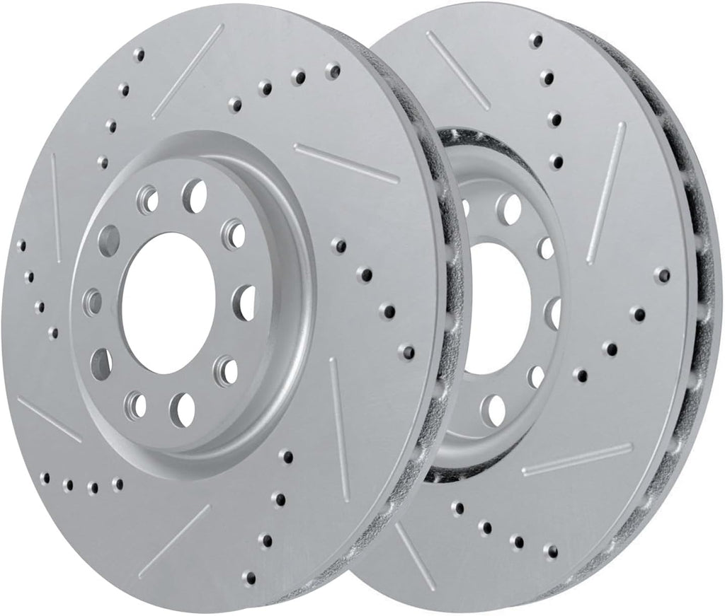 Detroit Axle - Front Brake Rotors for 2016-2024 Chevrolet Camaro 2020-2025 Cadillac CT5, Drilled and Slotted Disc Brake Rotors Set Replacement : 12.64' inch Front Rotor
