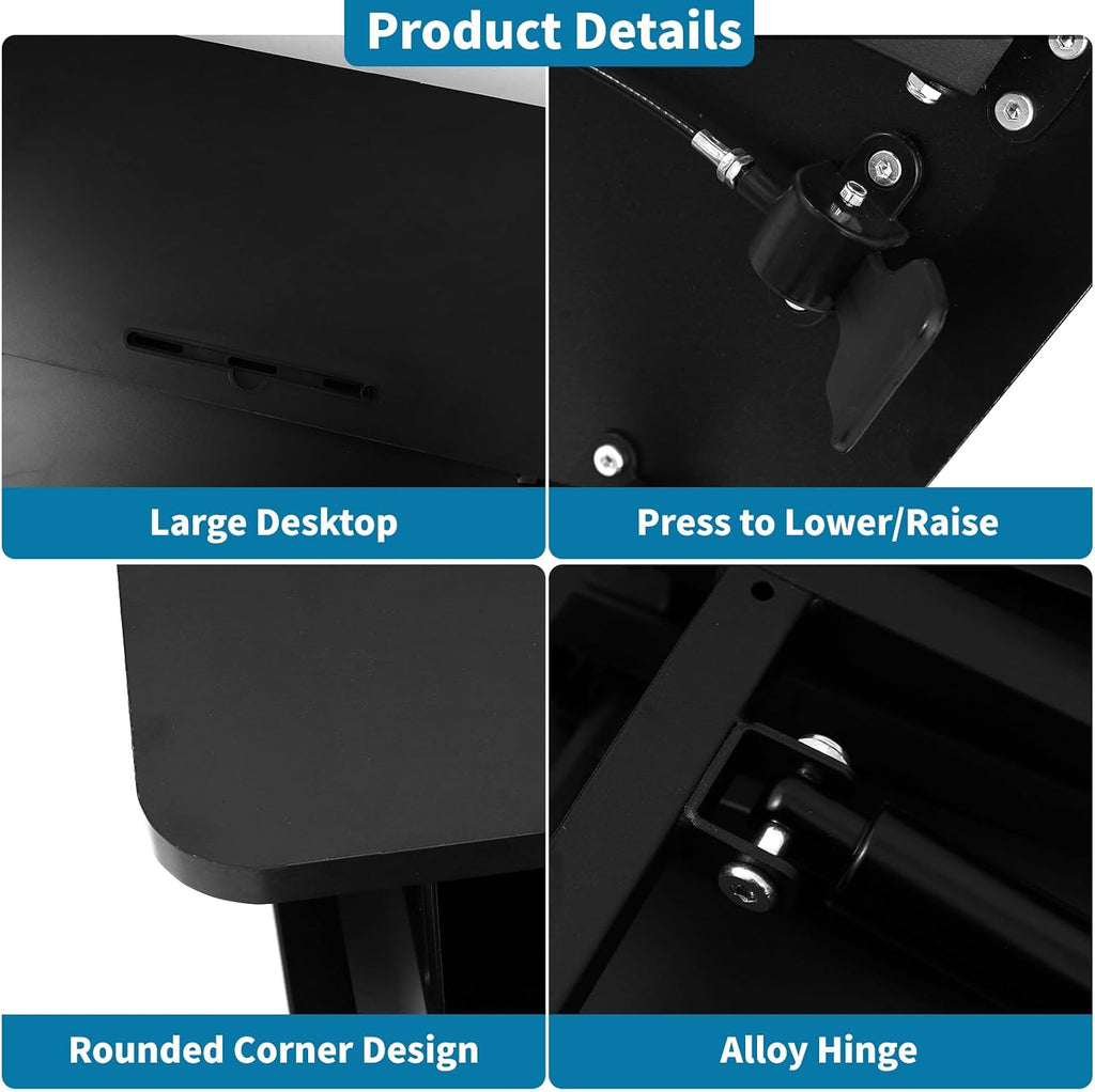 Standing Desk Converter, Height Adjustable Sit to Stand Riser, Dual Monitor and Laptop Workstation with Wide Keyboard Tray, Desk Lifter for Home Office