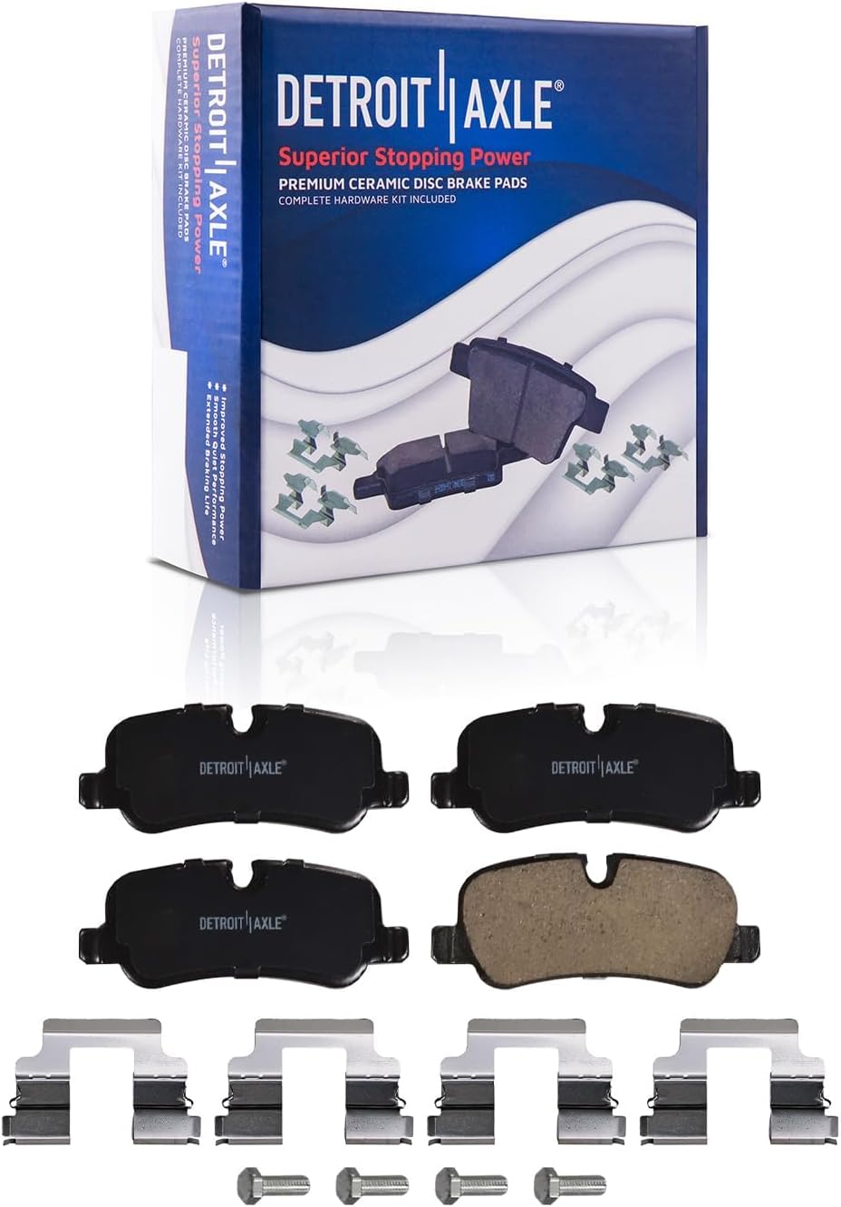 Detroit Axle - Rear Brake Kit for Land Rover LR3 LR4 Range Rover Sport Drilled and Slotted Disc Brake Rotors Ceramic Brakes Pads 2006 2007 2008 2009 2010 2011 2012 2013 Replacement : 13.78' inch Rotor