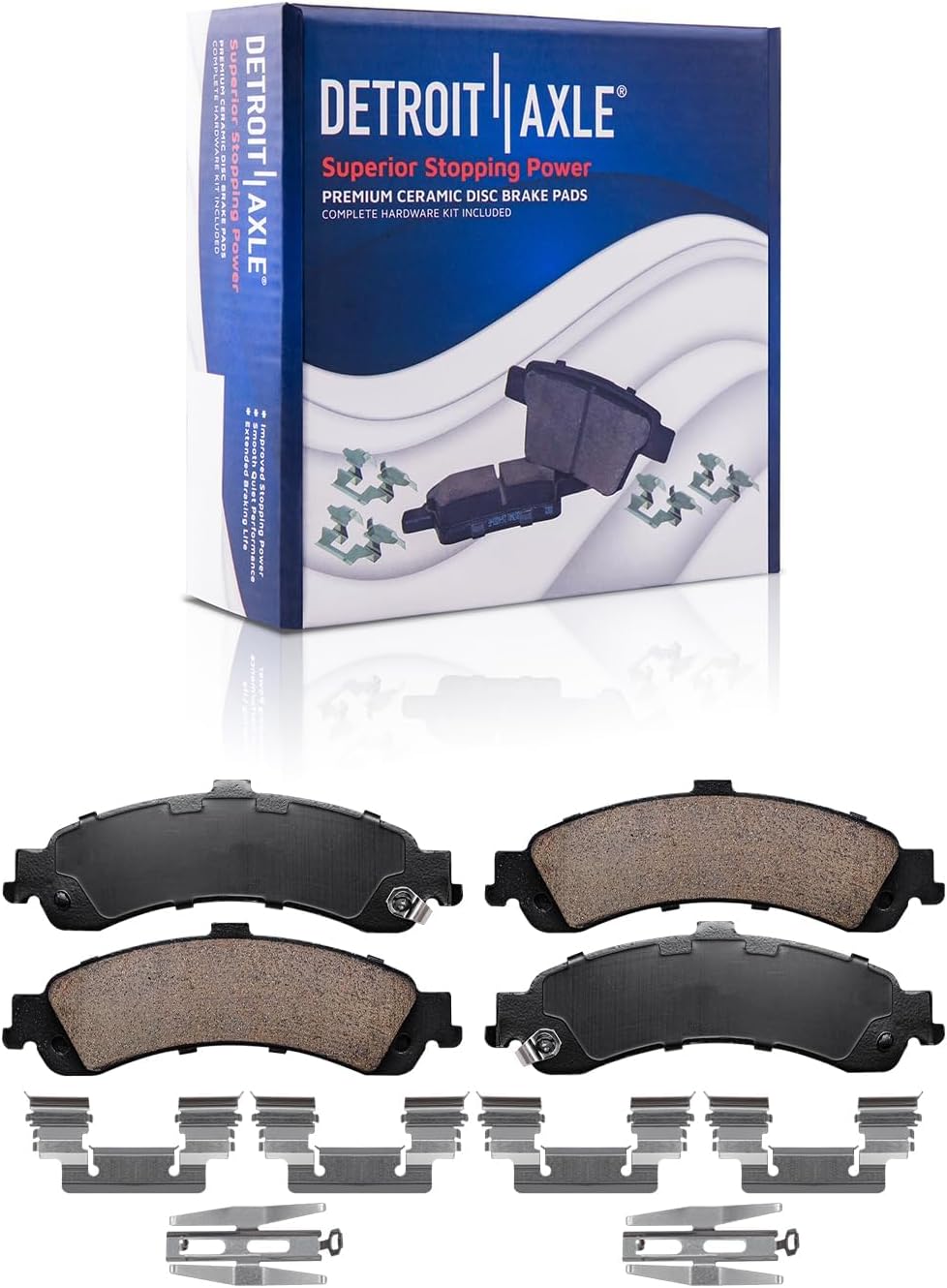 Detroit Axle - 325mm Rear Disc Rotors Ceramic Brake Pads w/Hardware, Cleaner Fluid for 2000-2001 Chevrolet GMC Suburban 1500/ Yukon XL 1500 - [2003-2005 GMC Sierra 1500]