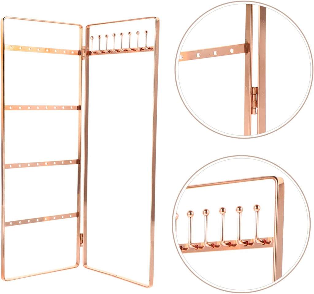4pcs Wrought Iron Jewelry Stand Delicate Jewelry Stand Ornament Display Stand Monitor Stands Necklaces Display Stand Earring Display Stand Necklace Display Rack Earrings Organizer (Rose Goldx3pcs 28
