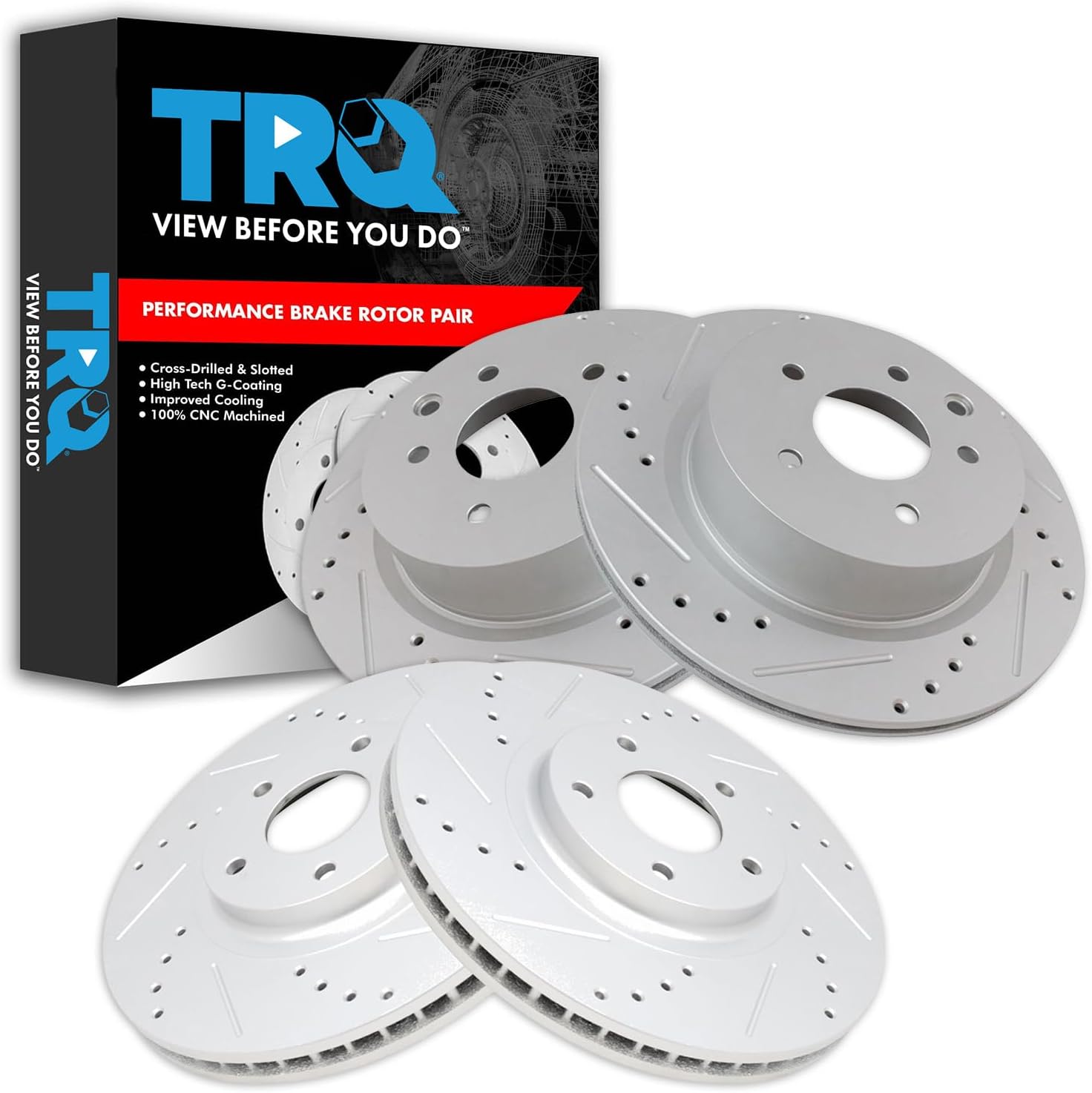 TRQ Front & Rear Performance Rotor Set Compatible with Nissan Murano