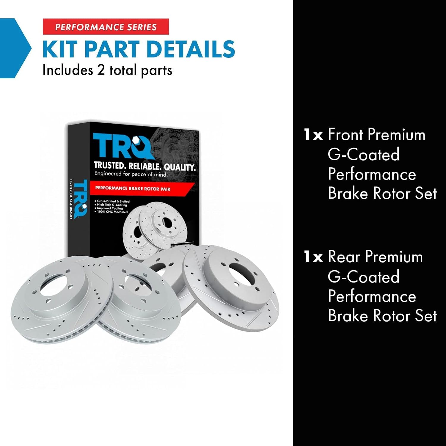 TRQ Performance Front and Rear Brake Rotor Set G Coated Drilled and Slotted Compatible with 2002-2005 Ford Explorer 2002-2005 Mercury Mountaineer