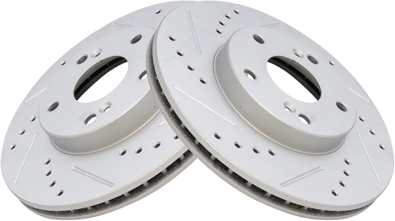 TRQ Performance Front and Rear Brake Rotor Set G Coated Drilled and Slotted Vented Solid Compatible with 2003-2011 Honda Element