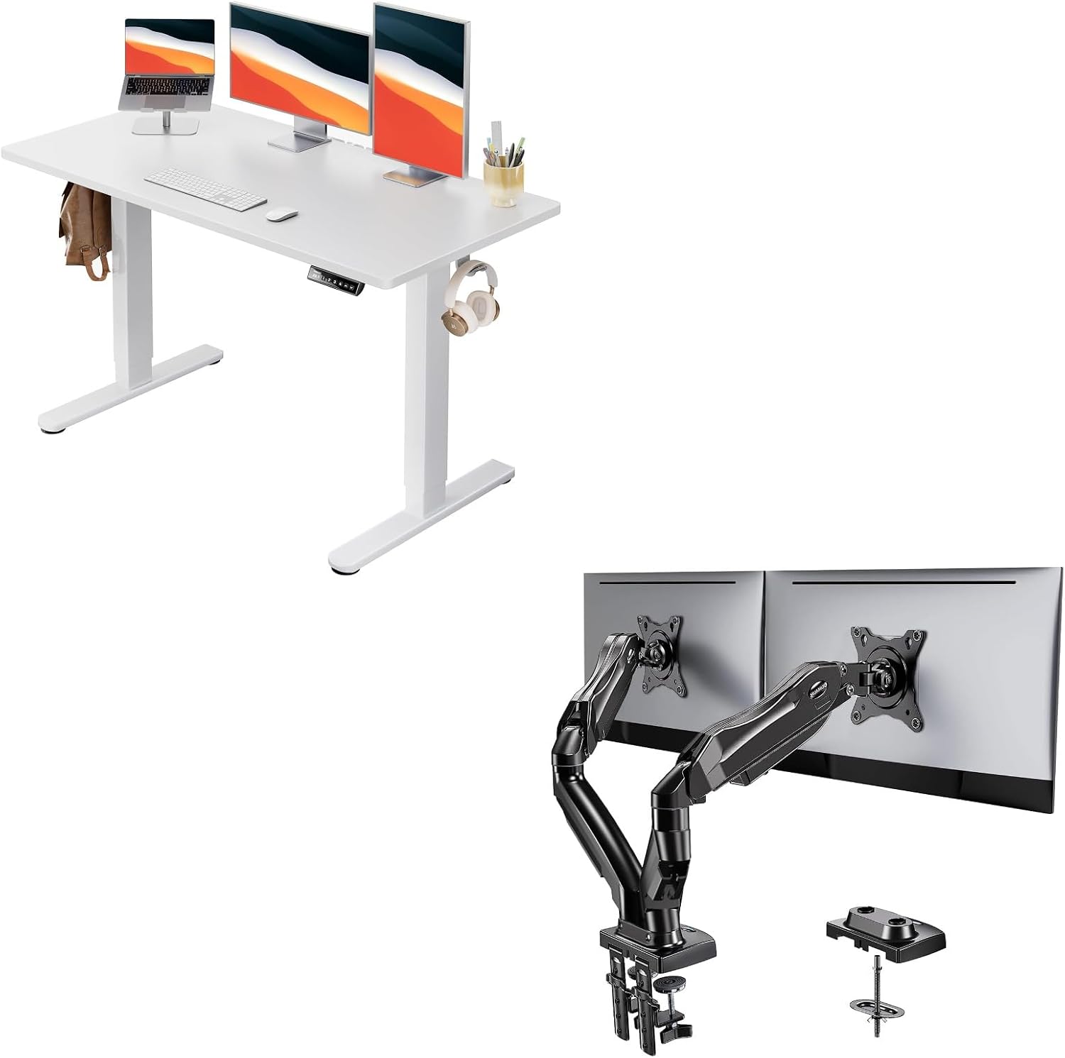 HUANUO Electric Standing Desk Dual Monitor Stand