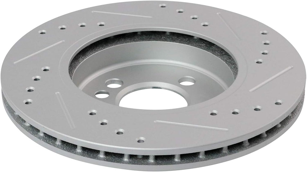 TRQ Performance Front and Rear Brake Rotor Set G Coated Drilled and Slotted Compatible with 2007-2015 Mini Cooper