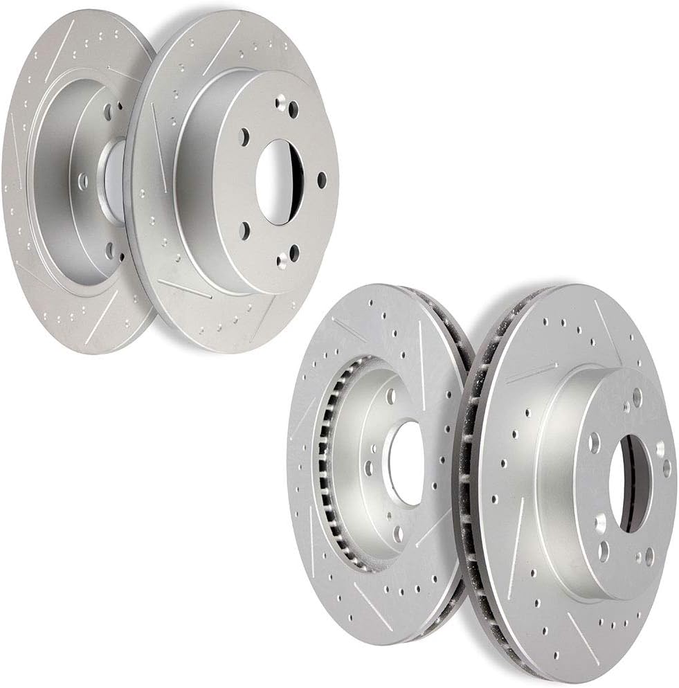 SCITOO Front Rear Brake Rotors, 4pcs Drilled & Slotted Brakes Kit fit for 2006-2011 for Honda Civic