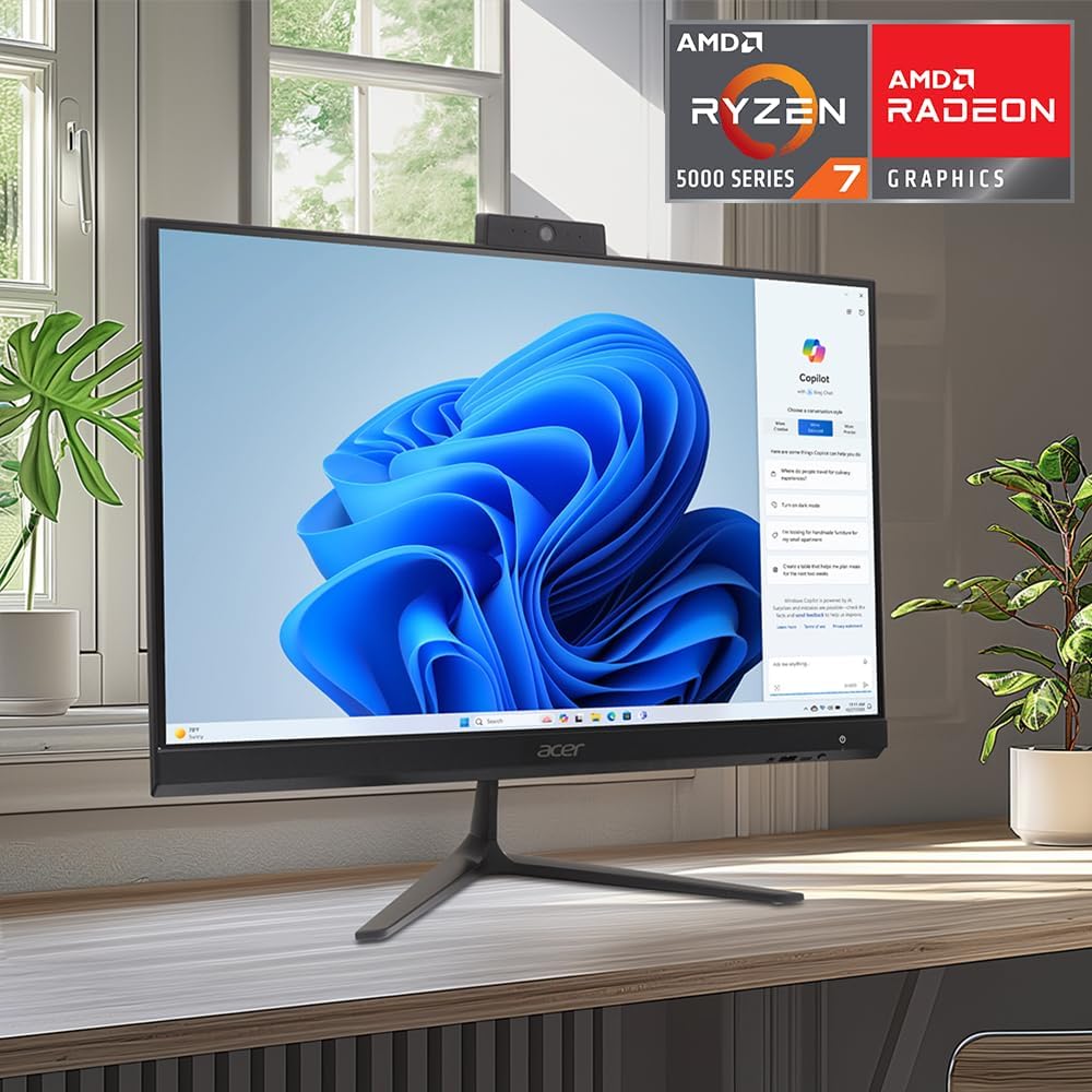 acer Aspire C27 AIO Desktop | 27' Full HD IPS 120Hz Display | AMD Ryzen 7 5700U Octa-Core Processor | AMD Radeon Graphics | 16GB DDR4 | 1TB SSD | Wi-Fi 6 | USB Keyboard & Mouse | C27-2G-UR13