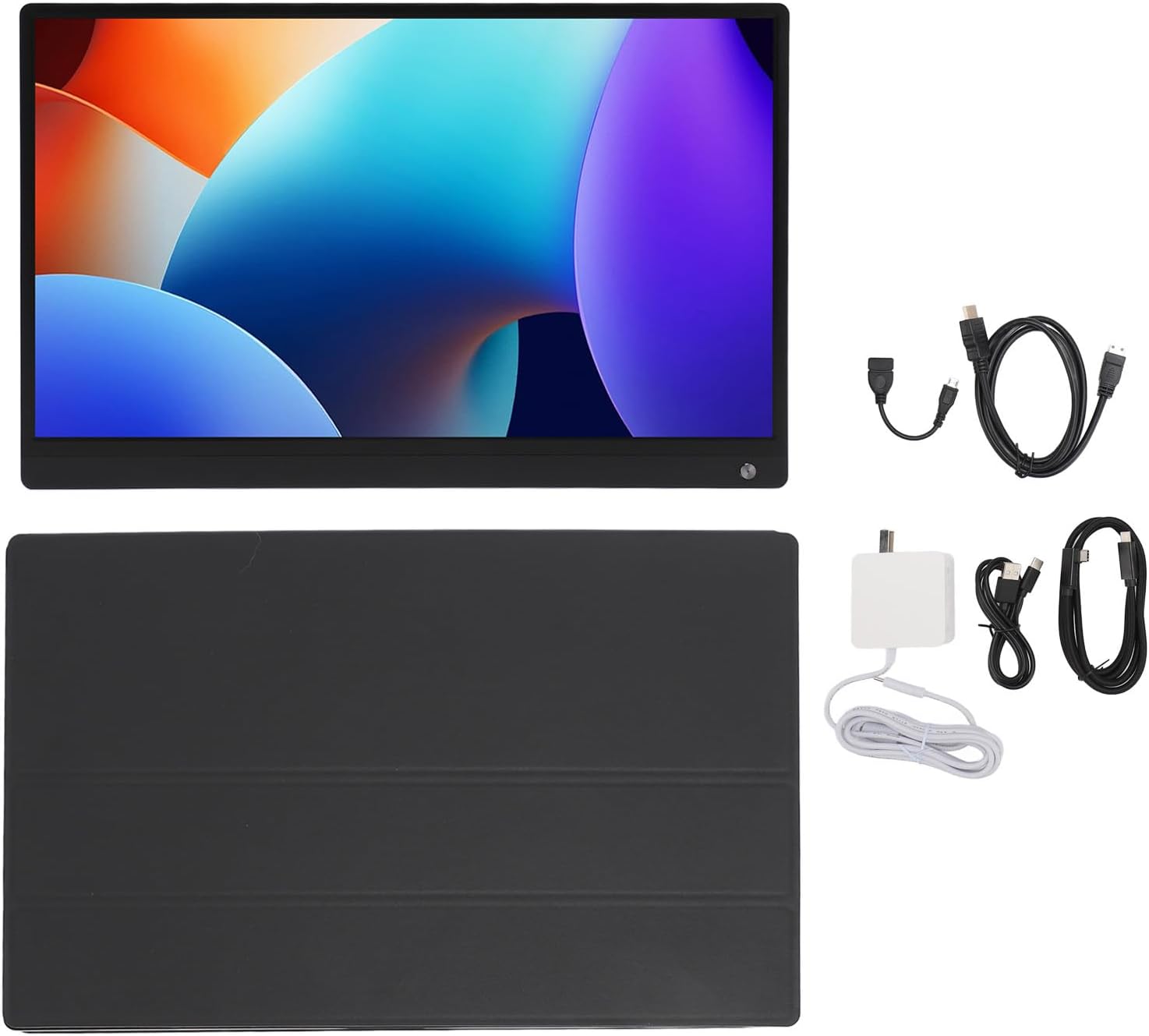 15.6 in Portable Monitor 1080P FHD HDR, Laptop Touchscreen External Display for Travel, Touch Monitor with Power Cable and Power Adapter, for Laptop Phone PC Tablet