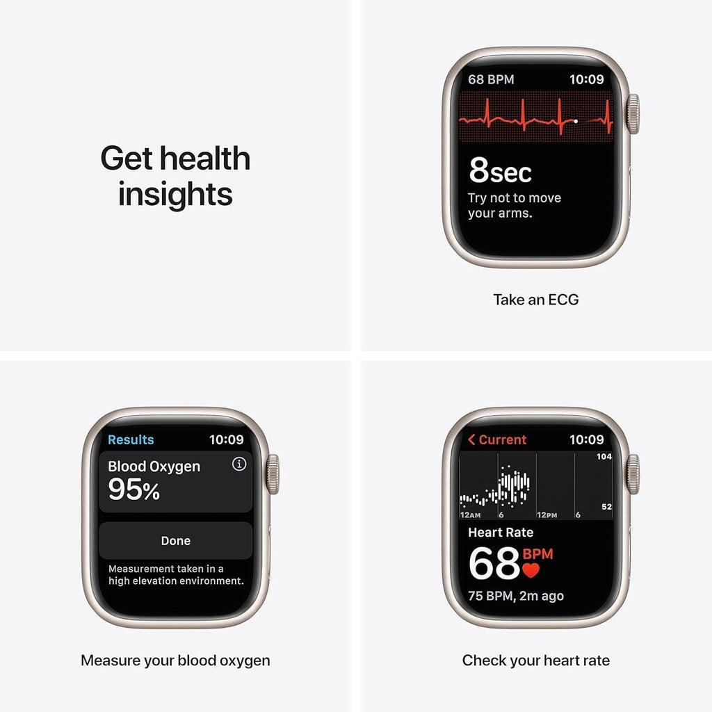 Apple Watch Series 7 (GPS, 45mm) Starlight Aluminum Case with Starlight Sport Band, Regular (Renewed)
