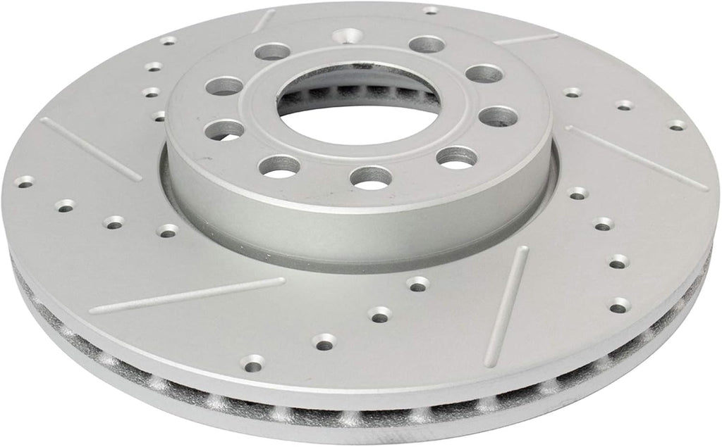 TRQ Performance Front and Rear Brake Rotor Set G Coated Drilled and Slotted Compatible with 2005-2010 Volkswagen Jetta 2008 Rabbit